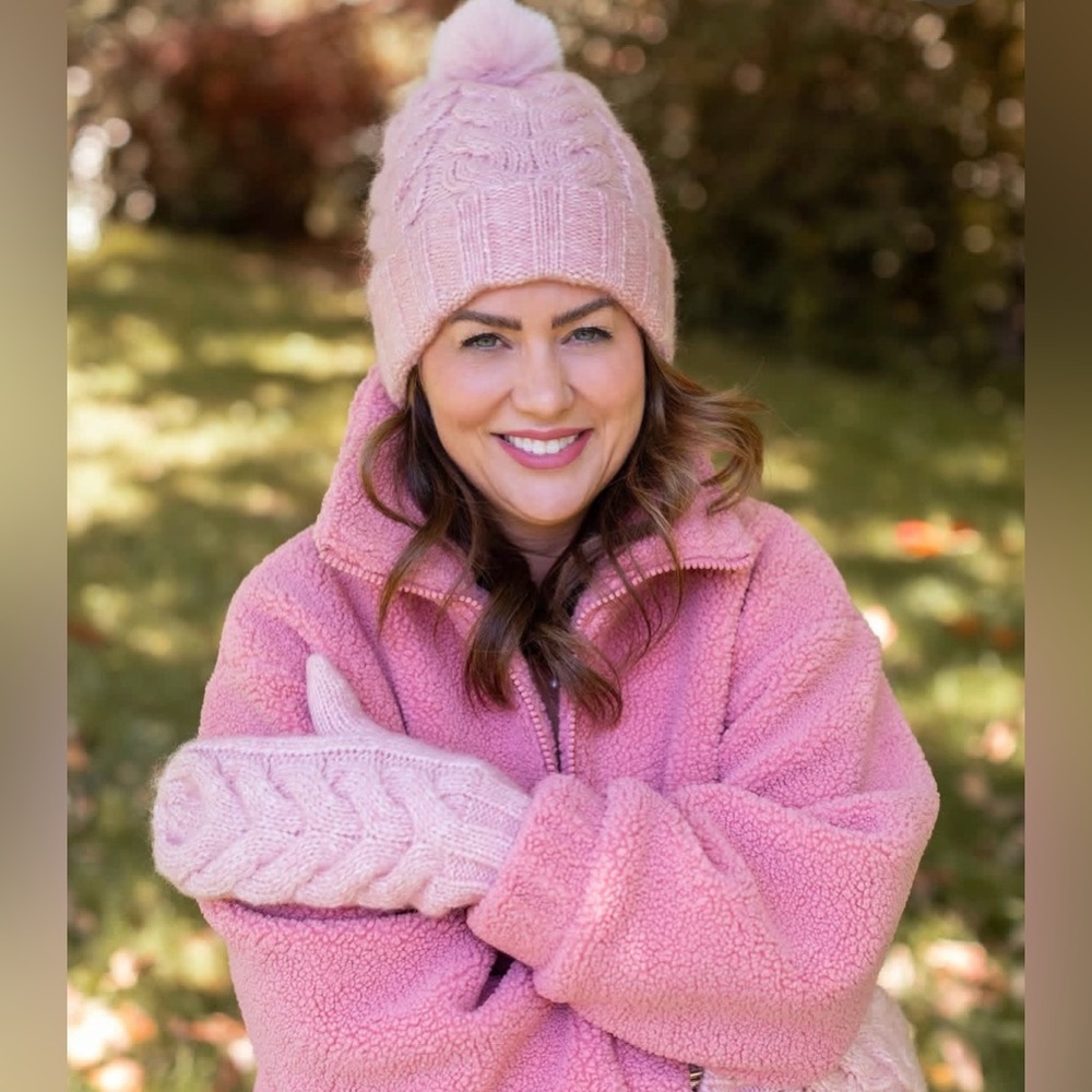 Joe Fresh 🩷 Jillian Harris Cozy Pink Teddy Jacket Sz L - Picture 1 of 7